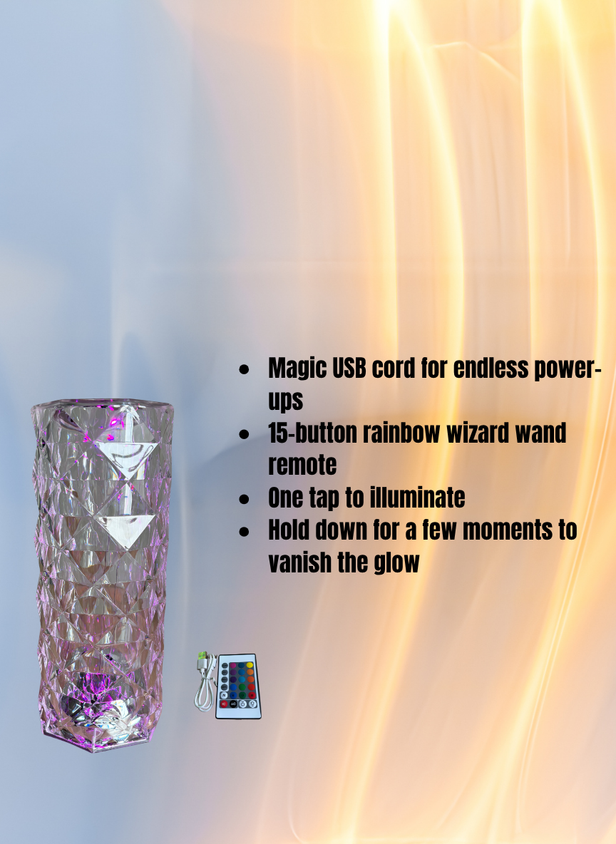 Crystal table lamp- 15 colour ilumination controlled by remote