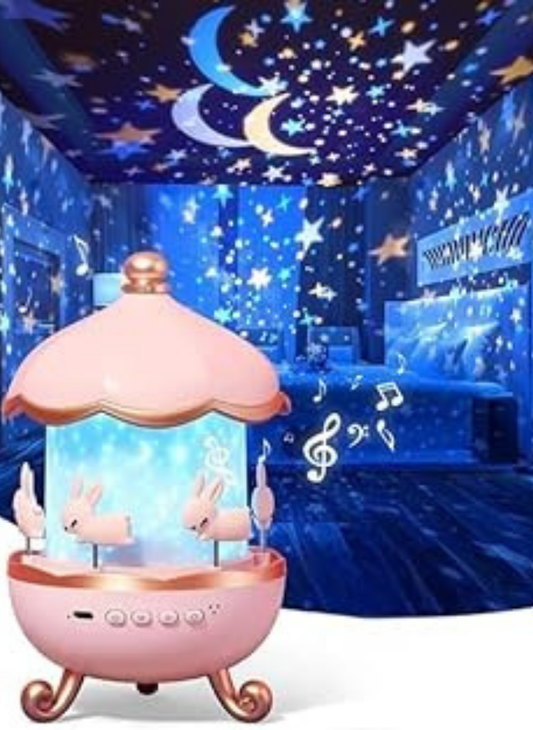Bunny Carousel Night Light Projector Lamp | 360° Rotatable